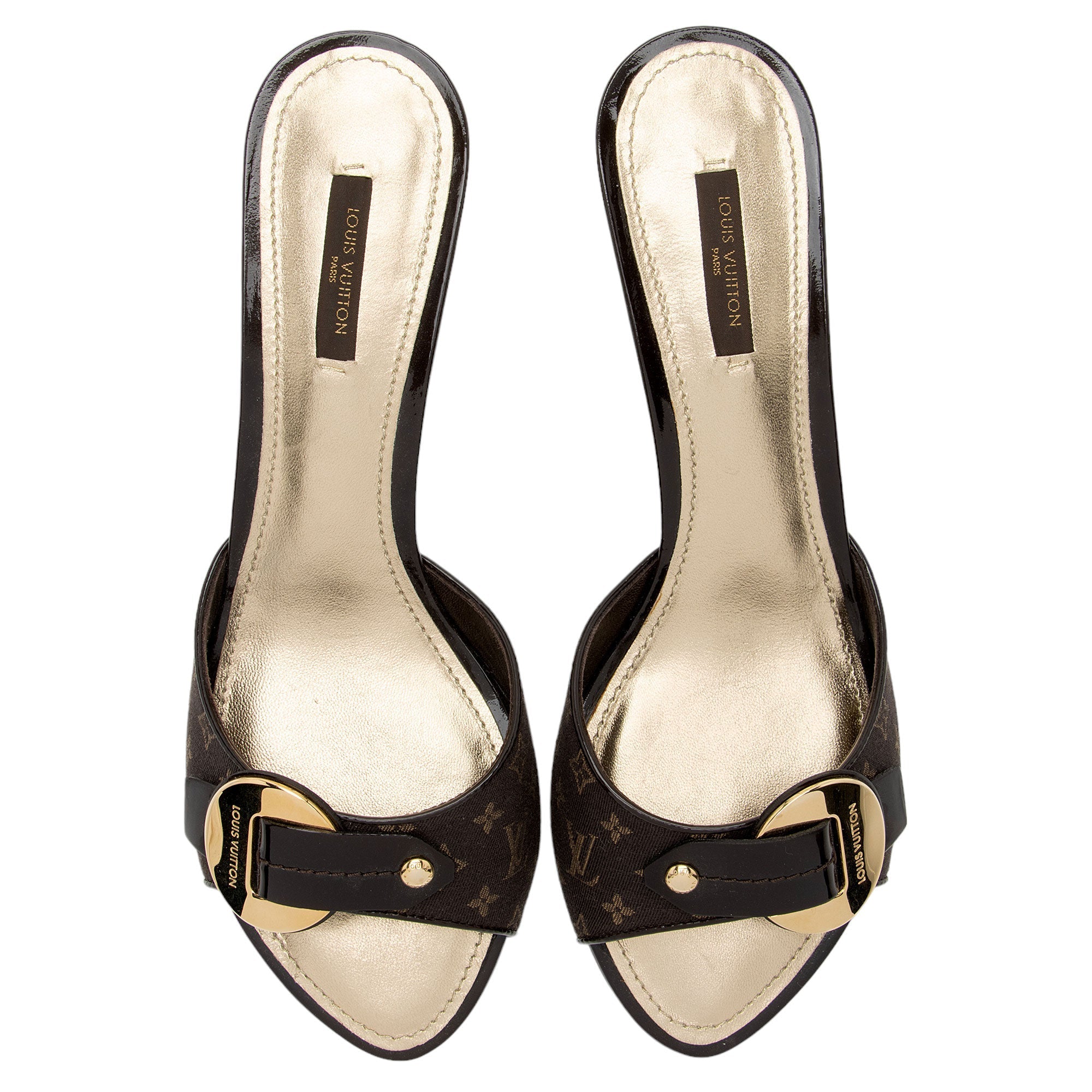 Louis Vuitton Monogram Mini Lin Buckle Sandals - Size 10 / 40 (SHF-SSkIFc)