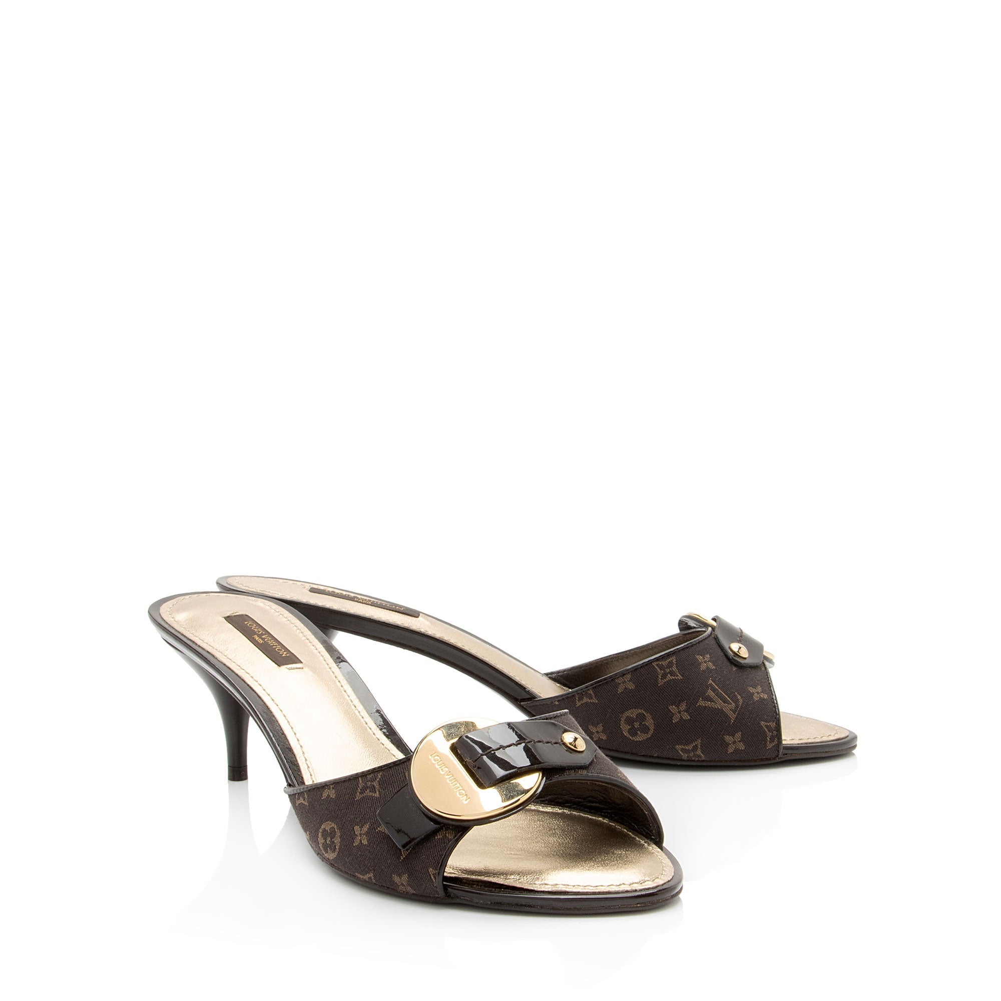 Louis Vuitton Monogram Mini Lin Buckle Sandals - Size 10 / 40 (SHF-SSkIFc)