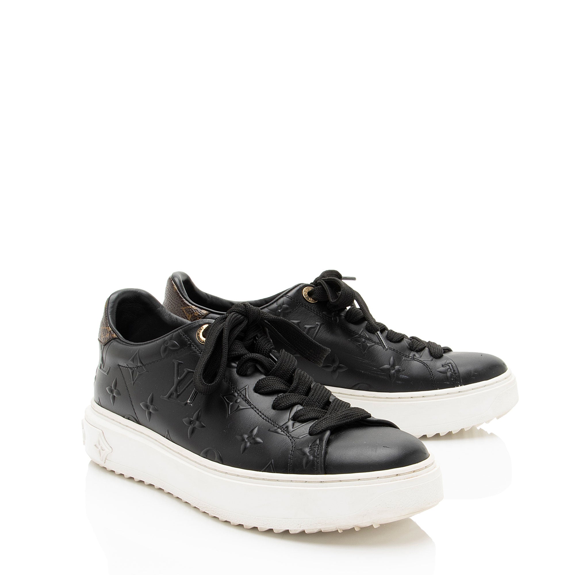 Louis Vuitton Monogram Calfskin Time Out Sneakers - Size 7 / 37
