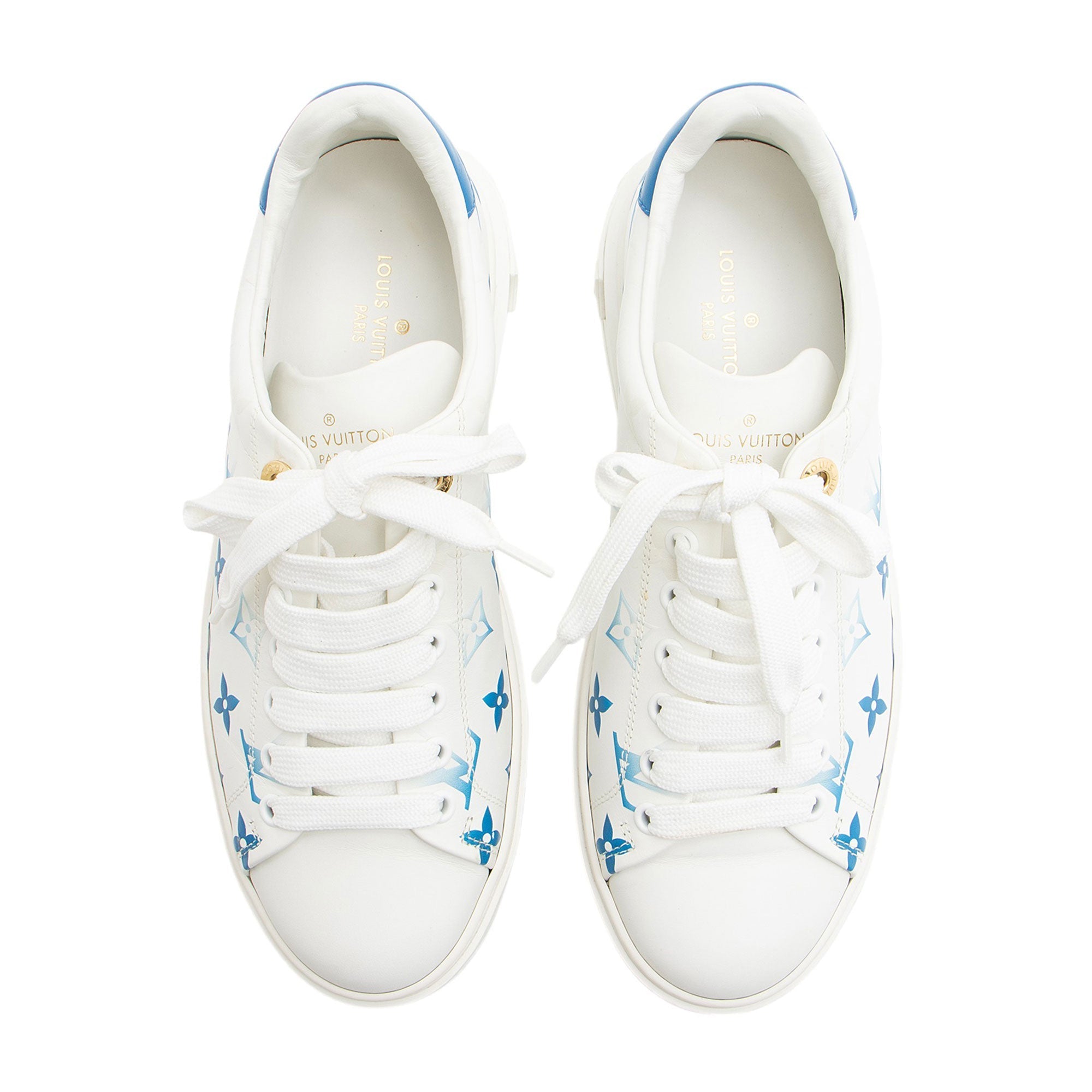 Louis Vuitton Monogram Calfskin Time Out Sneakers - Size 7.5 / 37.5