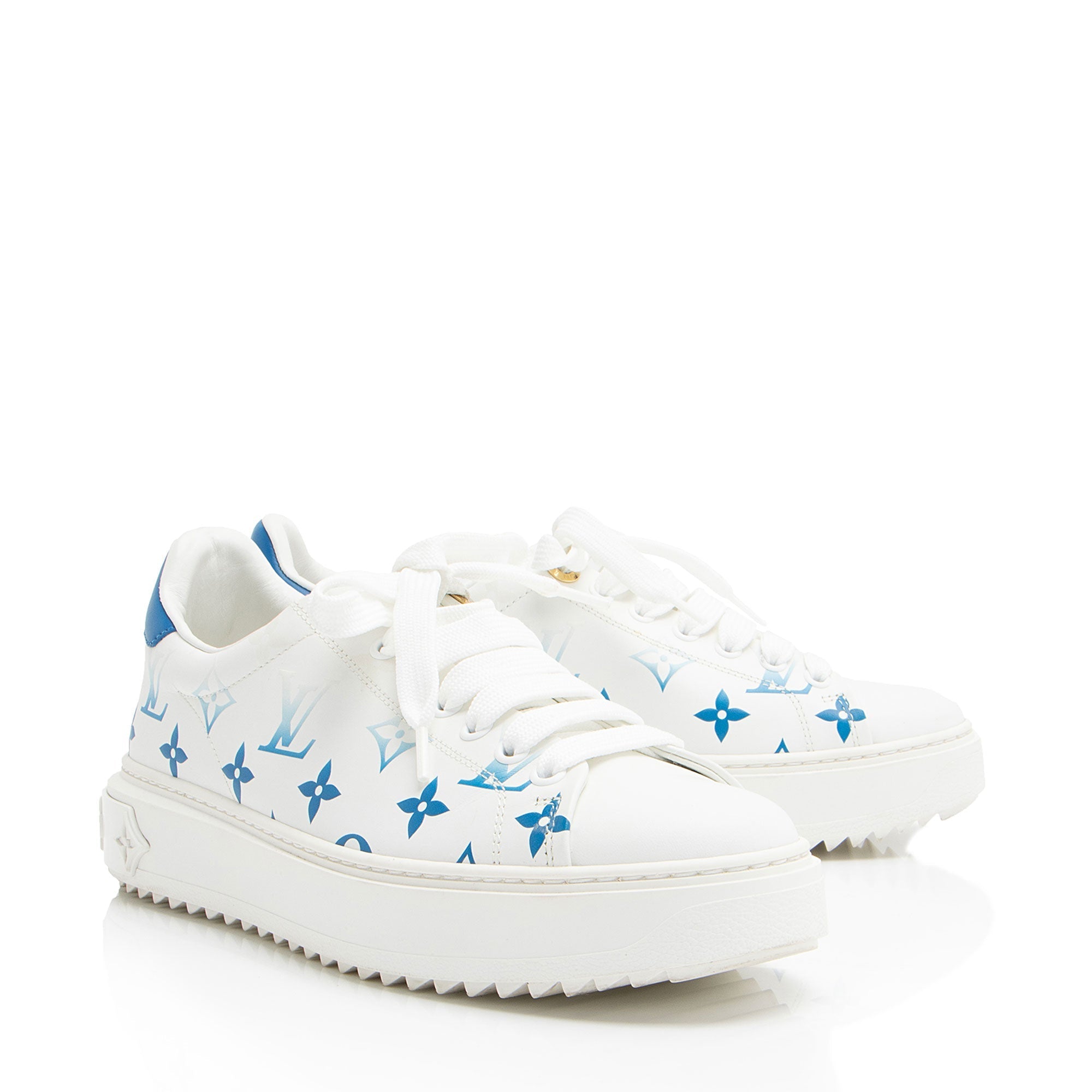 Louis Vuitton Monogram Calfskin Time Out Sneakers - Size 7.5 / 37.5