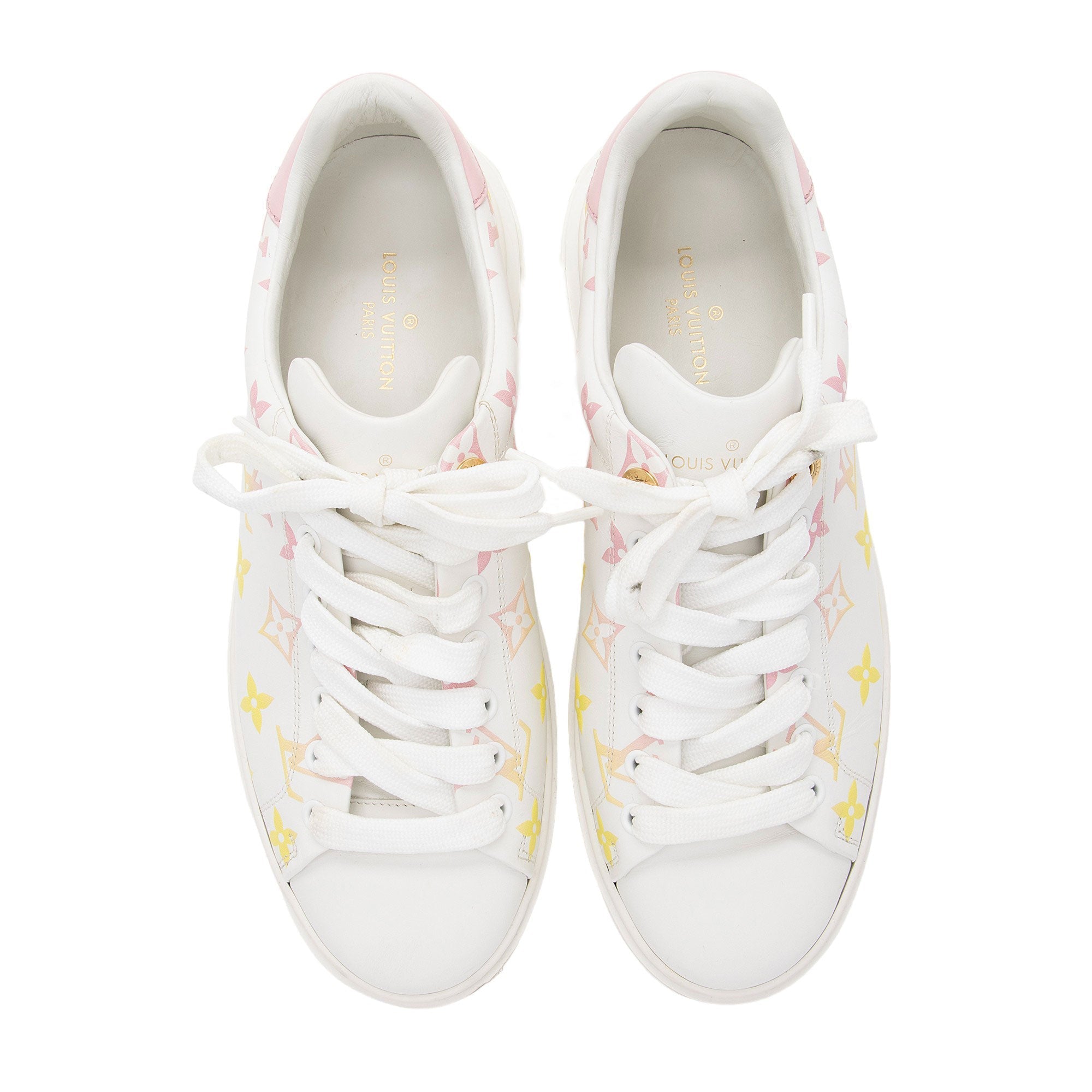 Louis Vuitton Monogram Calfskin Time Out Sneakers - Size 8.5 / 38.5 (SHF-XxMqUr)