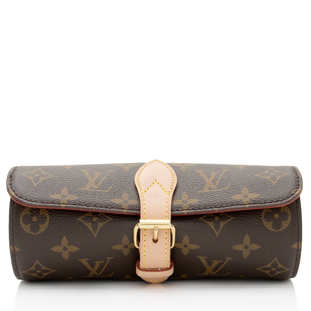 Louis Vuitton Monogram Canvas 3 Watch Travel Case (SHF-hcFKLN)