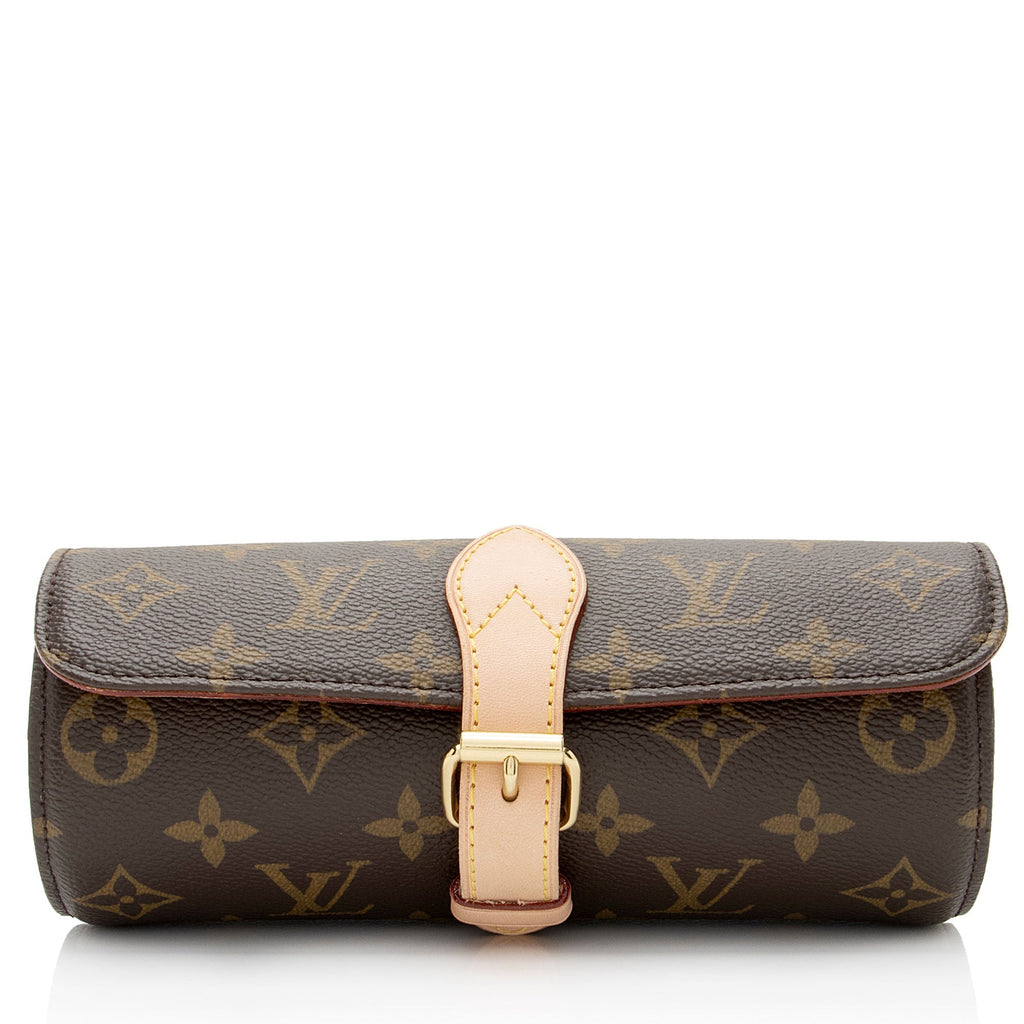 Louis Vuitton Monogram Canvas 3 Watch Travel Case (SHF-Nm6c35)