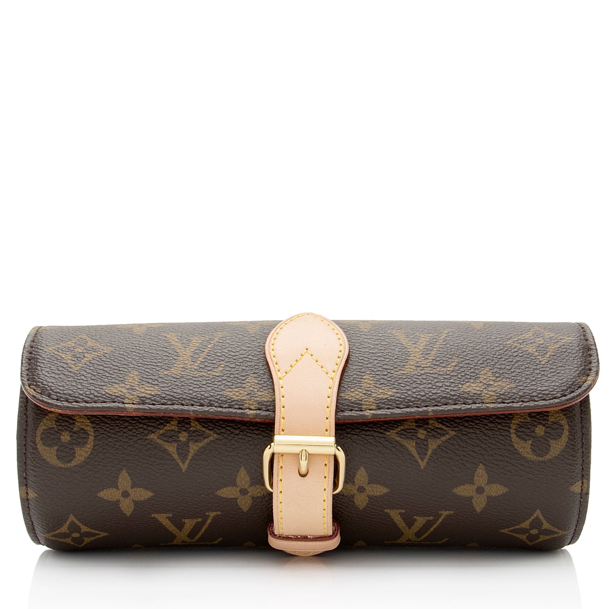 Louis Vuitton Monogram Canvas 3 Watch Travel Case (SHF-Nm6c35)