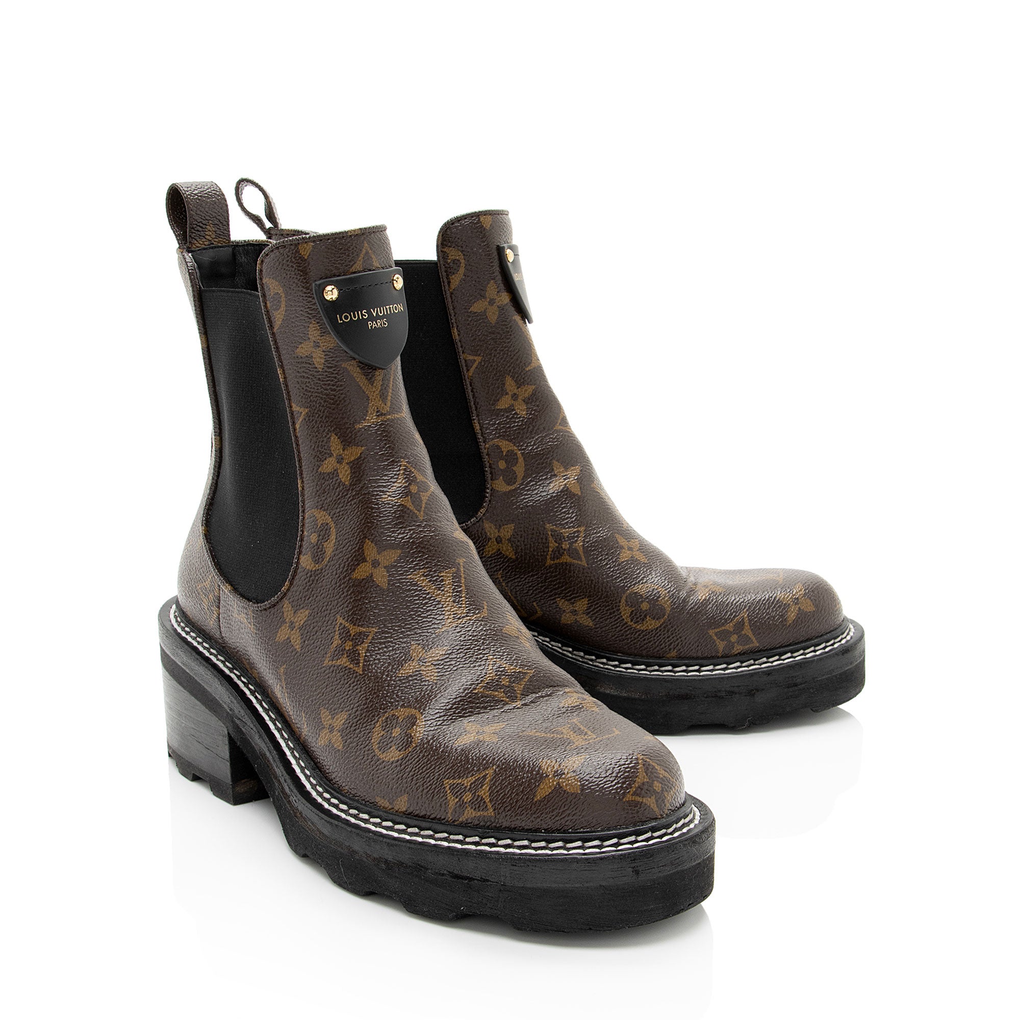 Louis Vuitton Monogram Canvas Beaubourg Combat Boots - Size 8 / 38 (SHF-Y4NzGZ)