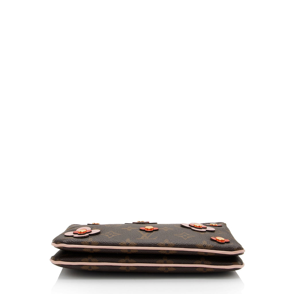 Louis Vuitton Monogram Canvas Blooming Flowers Double Zip Pochette (SHF-1wiy9L)