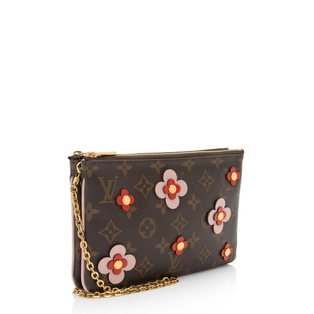 Louis Vuitton Monogram Canvas Blooming Flowers Double Zip Pochette (SHF-1wiy9L)