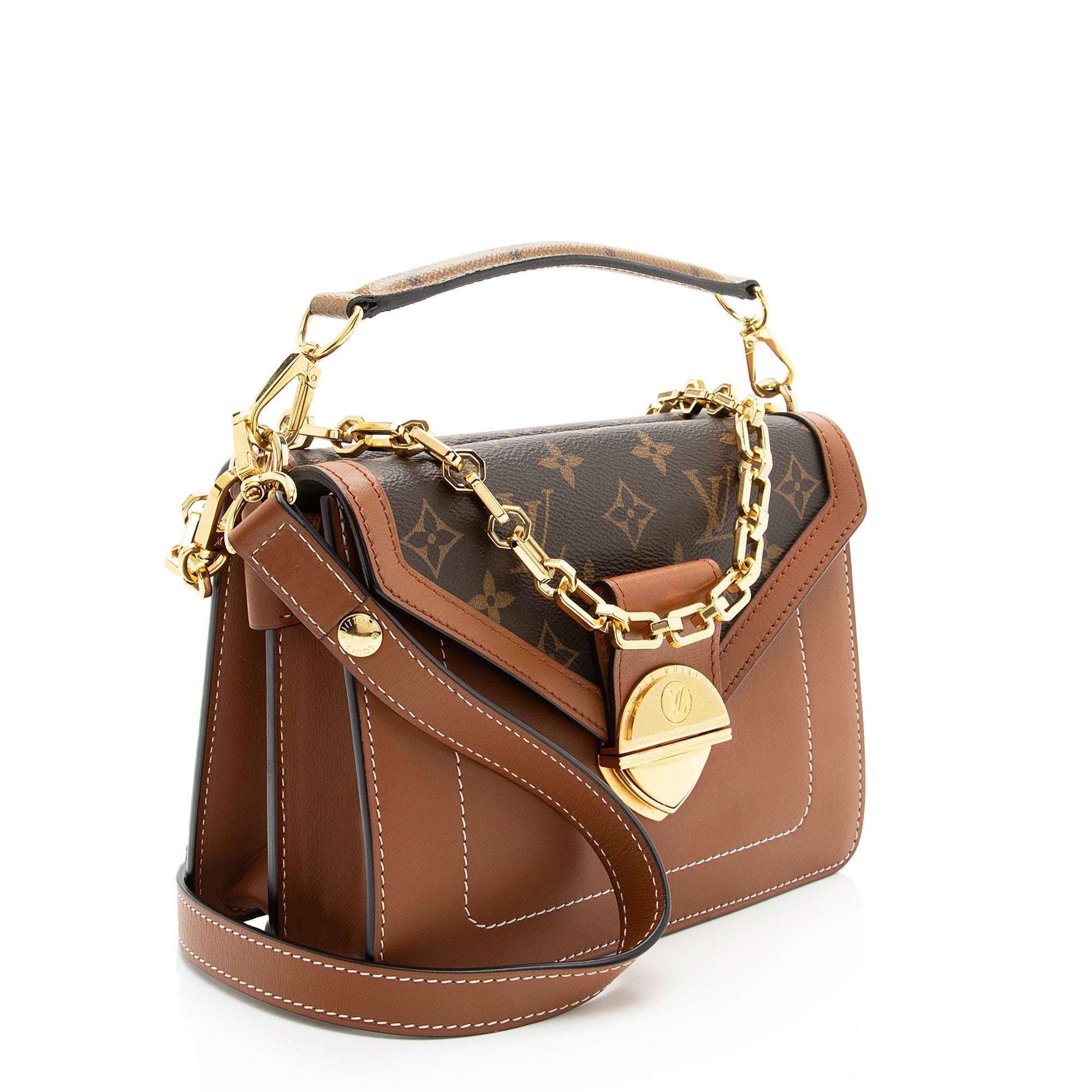 Louis Vuitton Monogram Canvas Calfskin Biface Shoulder Bag