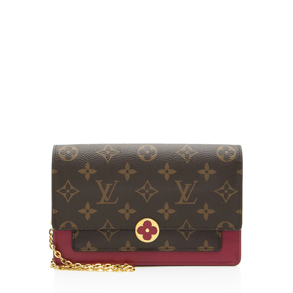 Louis Vuitton Monogram Canvas Flore Chain Wallet (SHF-Lu1wBf)