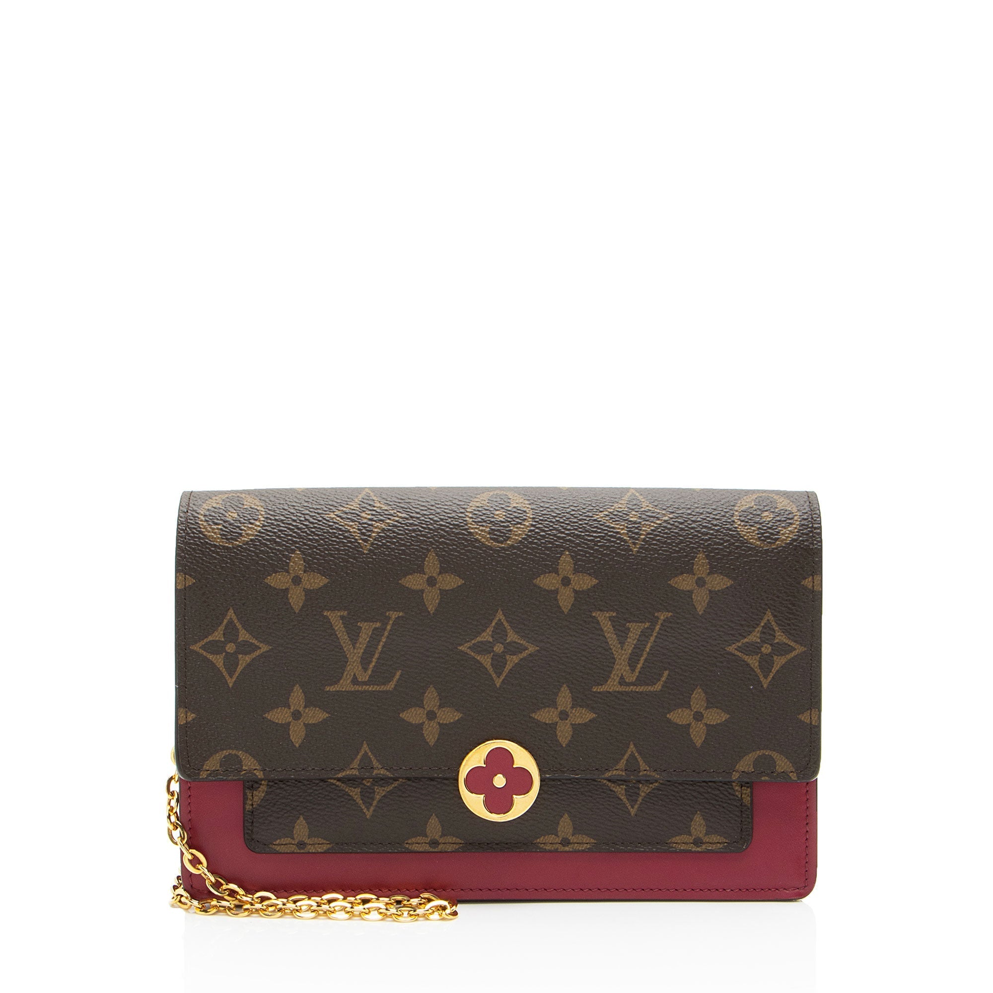 Louis Vuitton Monogram Canvas Flore Chain Wallet (SHF-Lu1wBf)