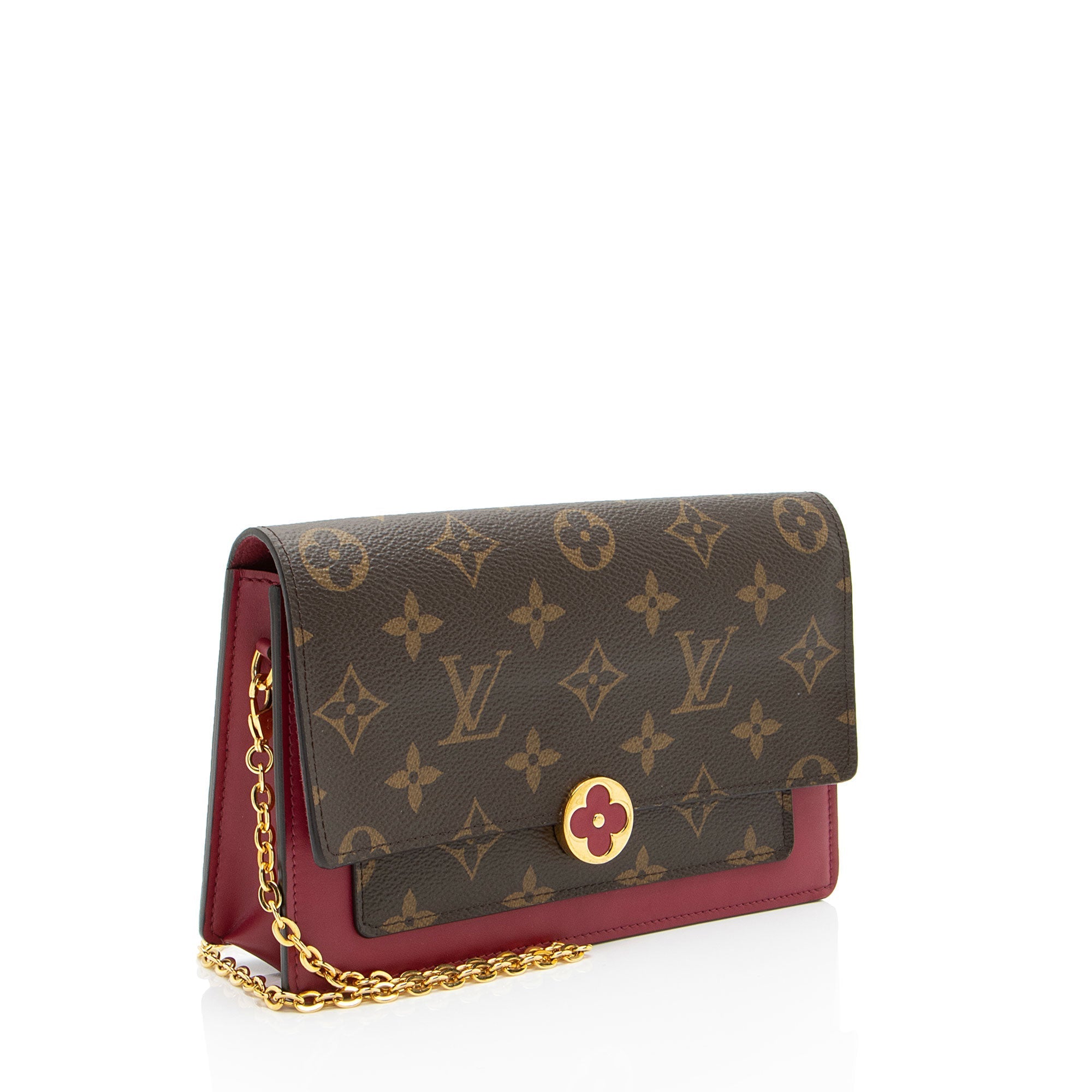 Louis Vuitton Monogram Canvas Flore Chain Wallet (SHF-Lu1wBf)