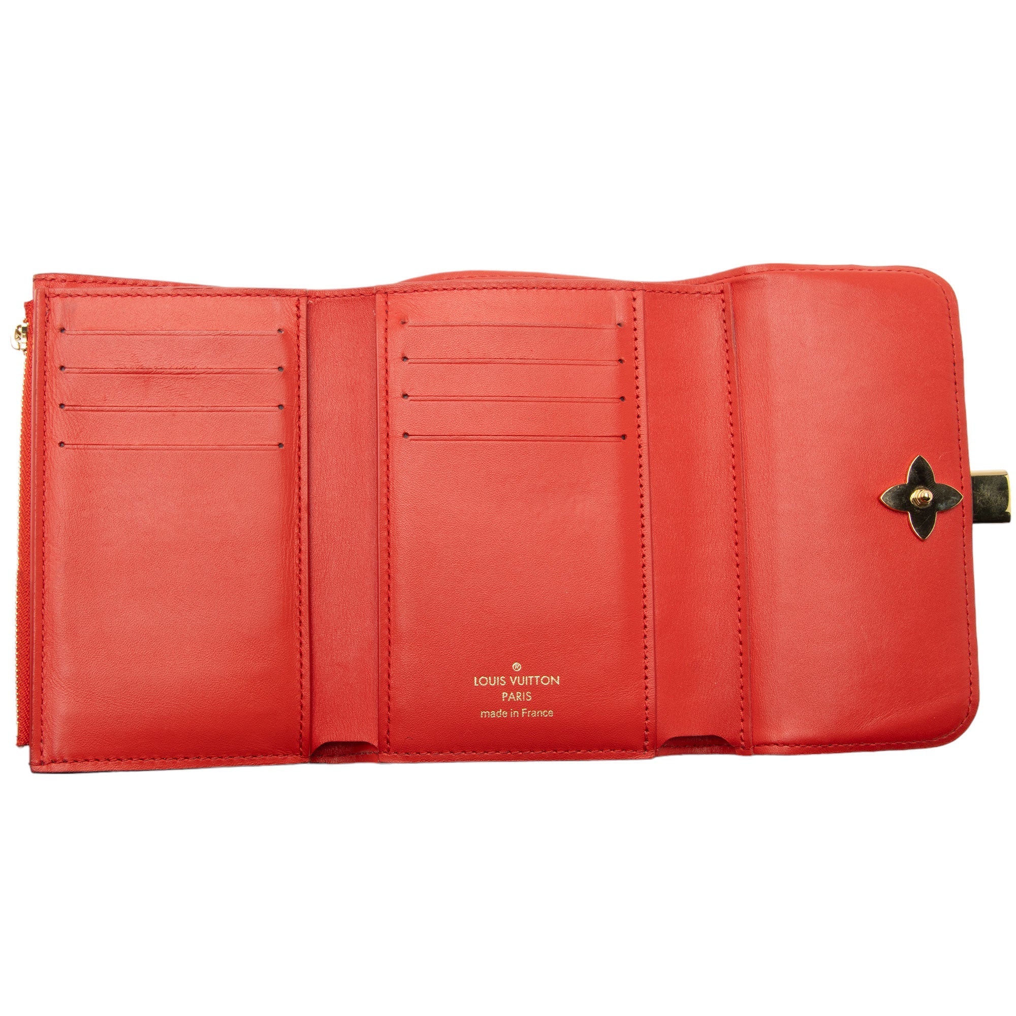 Louis Vuitton Monogram Canvas Flower Lock Compact Wallet (SHF-t9HH32)