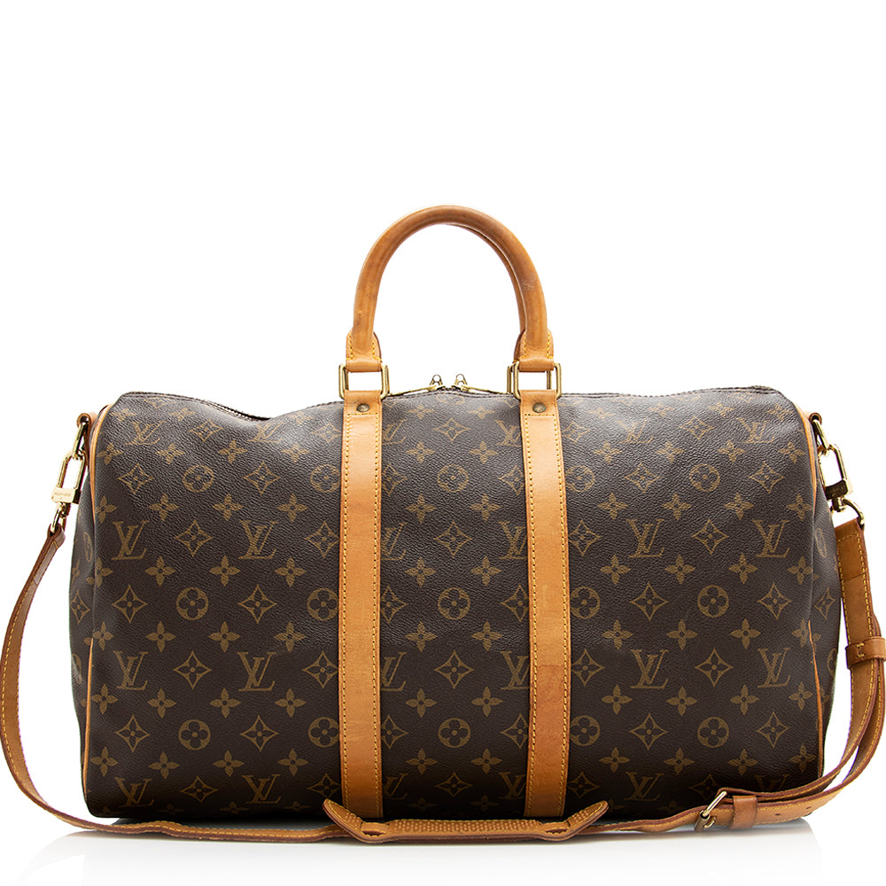 Louis Vuitton  Monogram Canvas Keepall Bandouliere 45 Duffel Bag (SHF-20810)