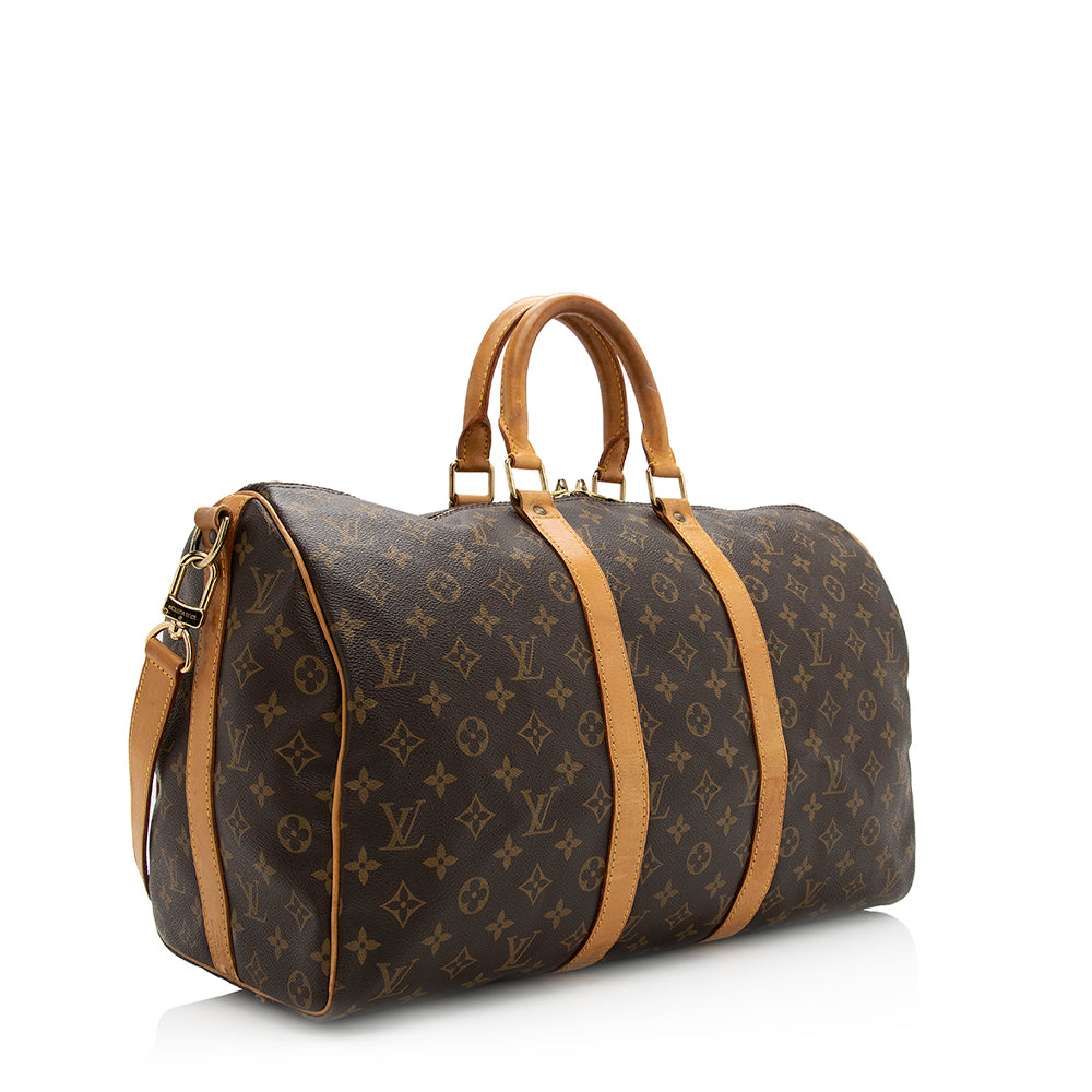 Louis Vuitton  Monogram Canvas Keepall Bandouliere 45 Duffel Bag (SHF-20810)