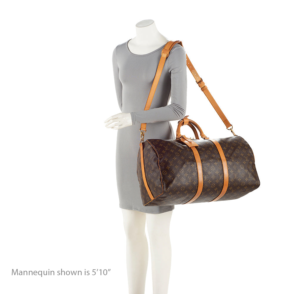 Louis Vuitton  Monogram Canvas Keepall Bandouliere 50 Duffel Bag (SHF-20375)