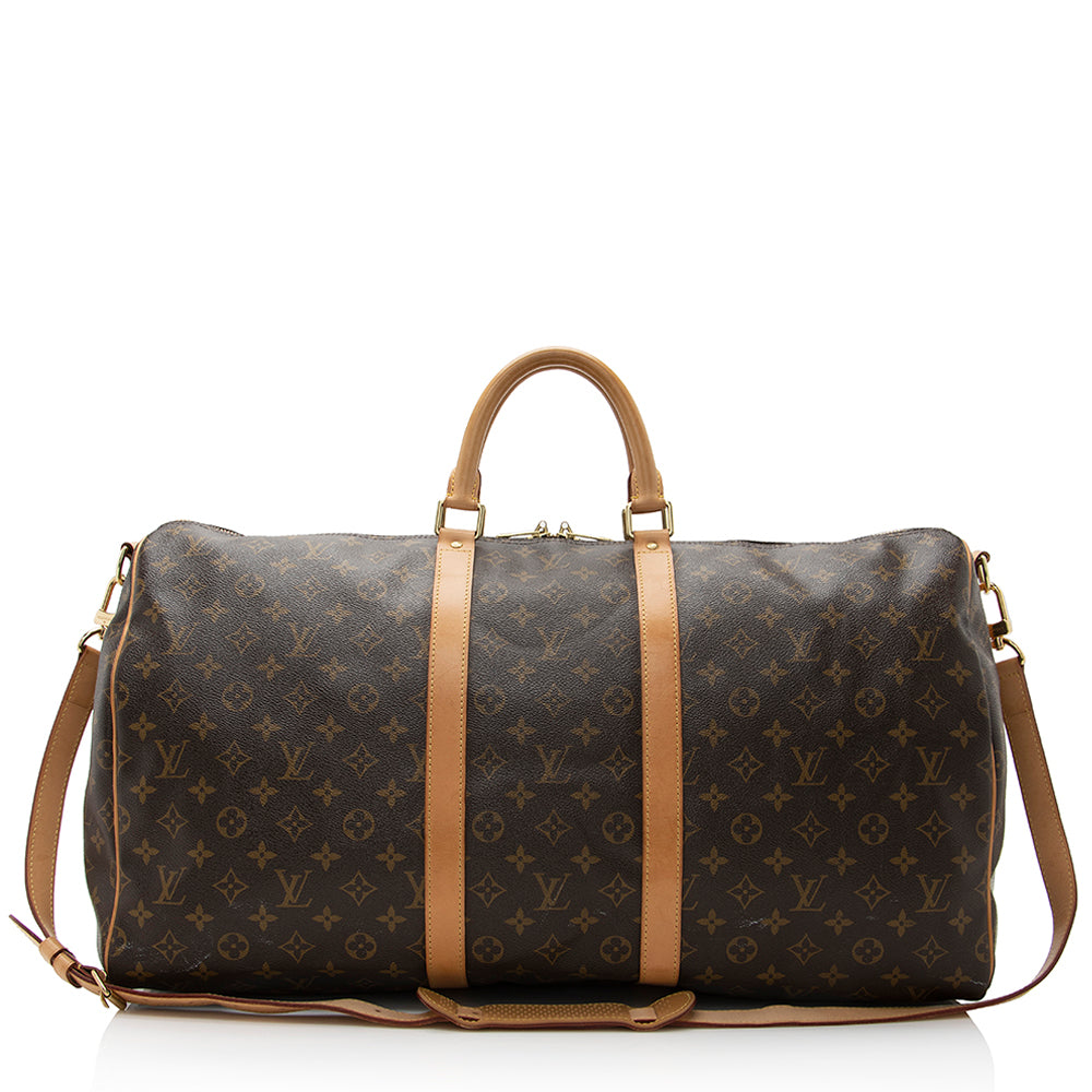 Louis Vuitton Monogram Canvas Keepall Bandouliere 55 Duffle Bag (SHF-21774)