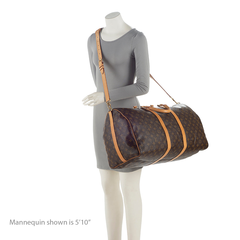 Louis Vuitton Monogram Canvas Keepall Bandouliere 55 Duffle Bag (SHF-21774)