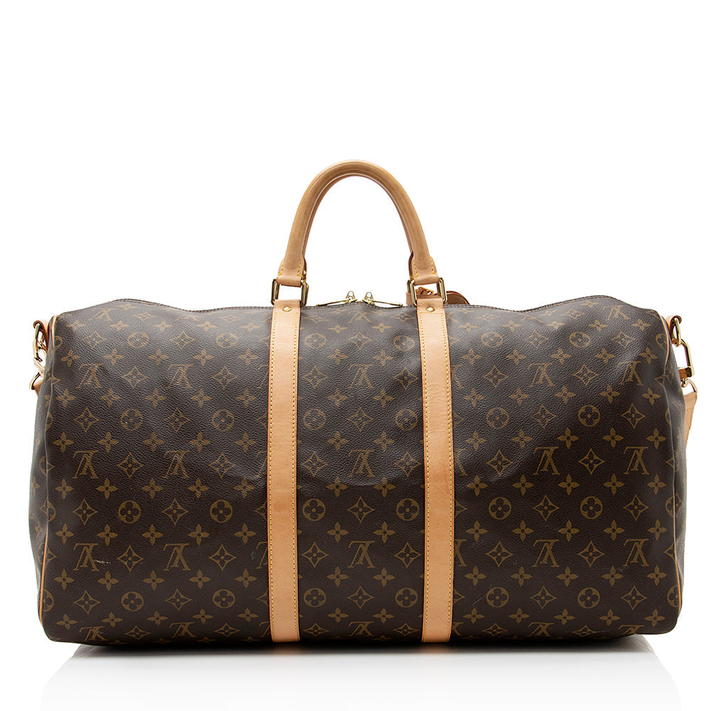 Louis Vuitton Monogram Canvas Keepall Bandouliere 55 Duffle Bag (SHF-22086)