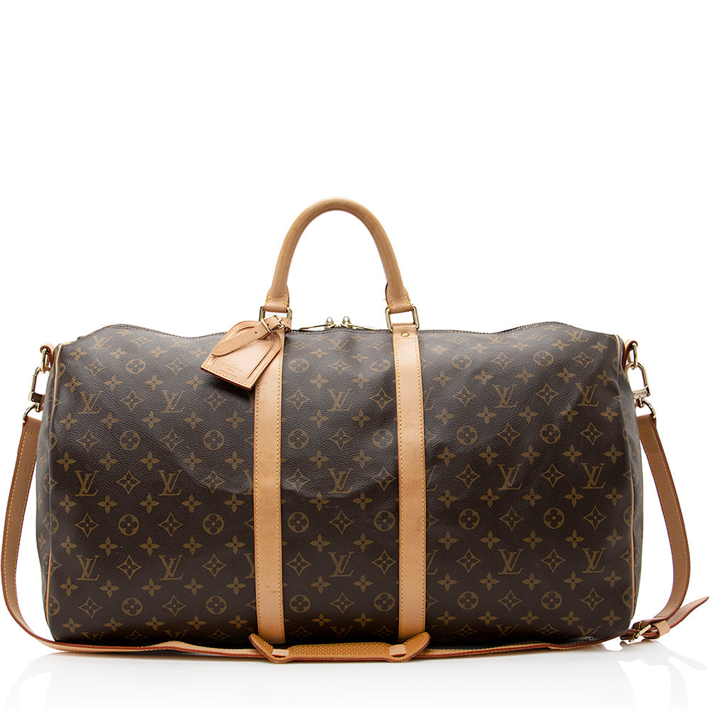 Louis Vuitton Monogram Canvas Keepall Bandouliere 55 Duffle Bag (SHF-22086)