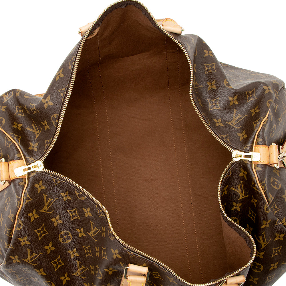 Louis Vuitton Monogram Canvas Keepall Bandouliere 55 Duffle Bag (SHF-22086)