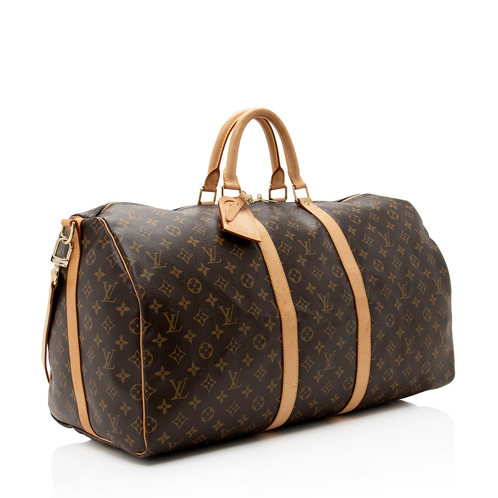 Louis Vuitton Monogram Canvas Keepall Bandouliere 55 Duffle Bag (SHF-22086)