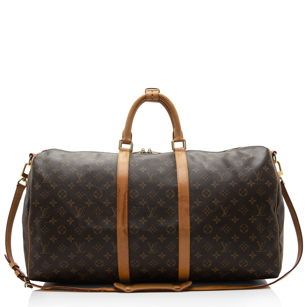Louis Vuitton Monogram Canvas Keepall Bandouliere 55 Duffle Bag (SHF-qBIEjn)