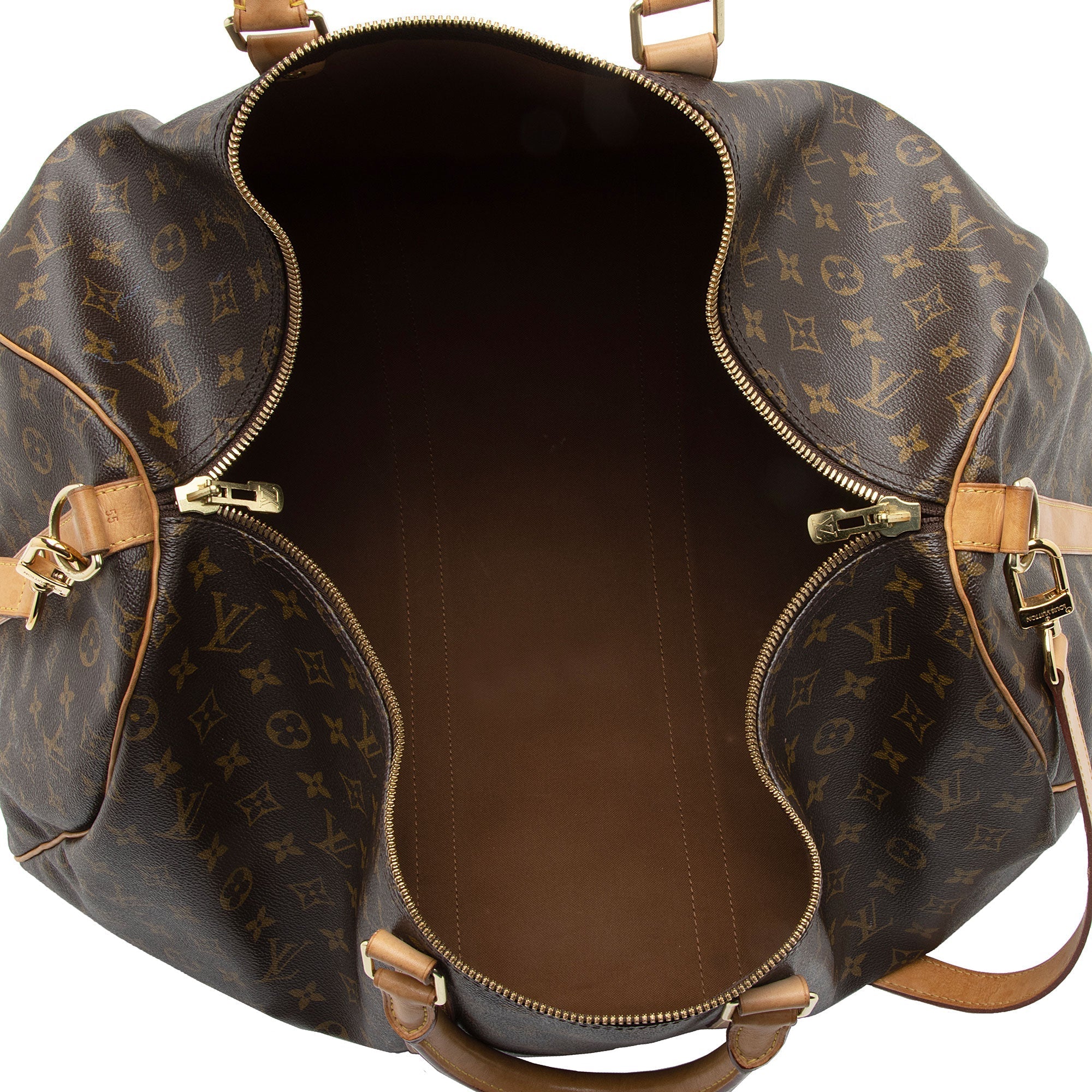 Louis Vuitton Monogram Canvas Keepall Bandouliere 55 Duffle Bag (SHF-qBIEjn)