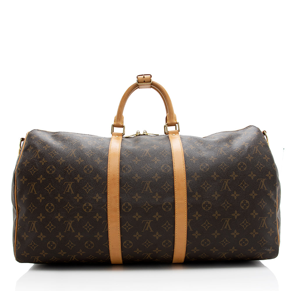 Louis Vuitton Monogram Canvas Keepall Bandouliere 55 Dufflel Bag (SHF-19503)