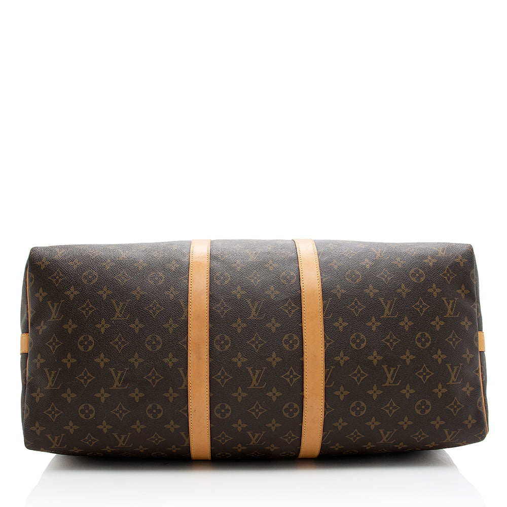 Louis Vuitton Monogram Canvas Keepall Bandouliere 55 Dufflel Bag (SHF-19503)