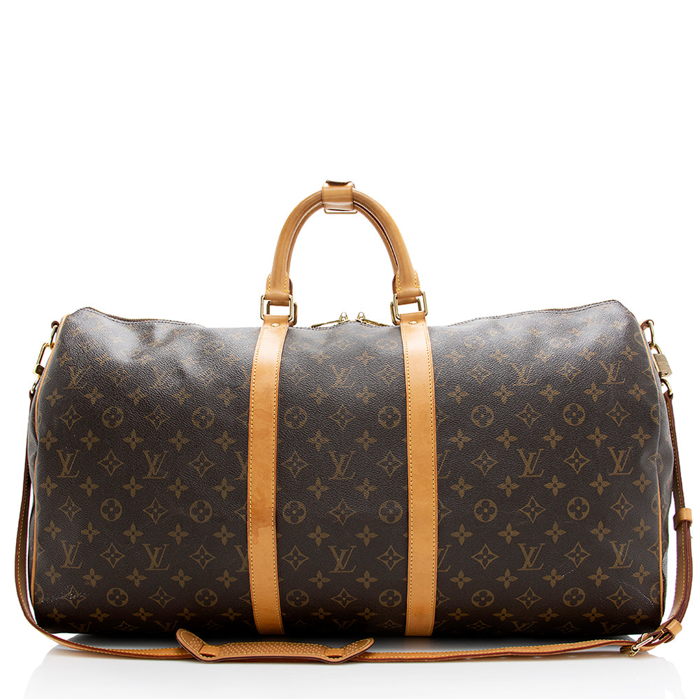 Louis Vuitton Monogram Canvas Keepall Bandouliere 55 Dufflel Bag (SHF-19503)