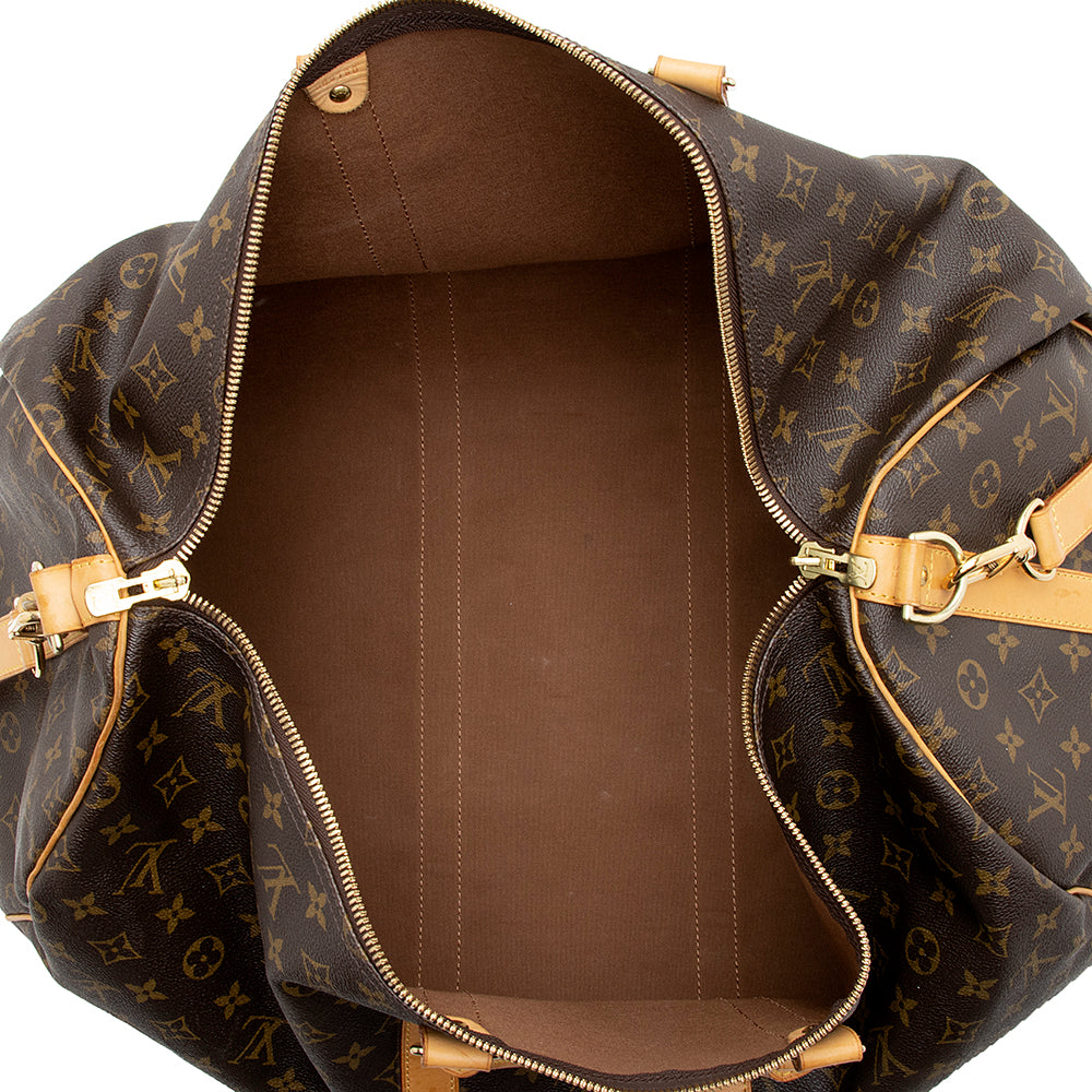 Louis Vuitton Monogram Canvas Keepall Bandouliere 55 Dufflel Bag (SHF-19503)