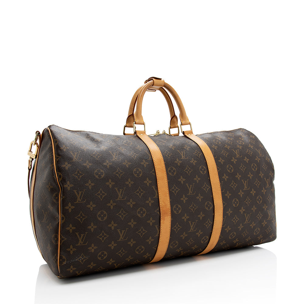 Louis Vuitton Monogram Canvas Keepall Bandouliere 55 Dufflel Bag (SHF-19503)