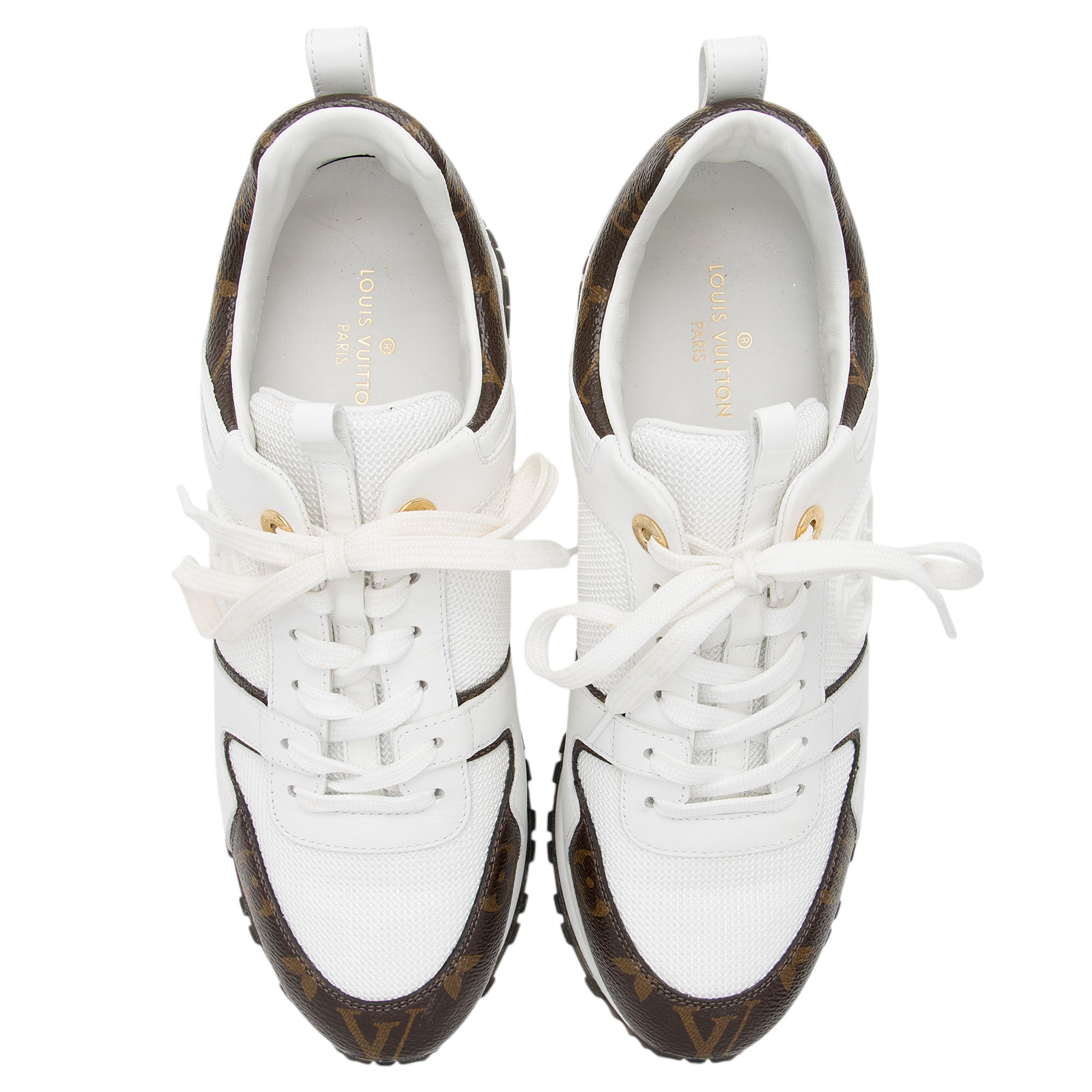 Louis Vuitton Monogram Canvas Leather Run Away Sneakers - Size 8 / 38 (SHF-Vp0CUb)