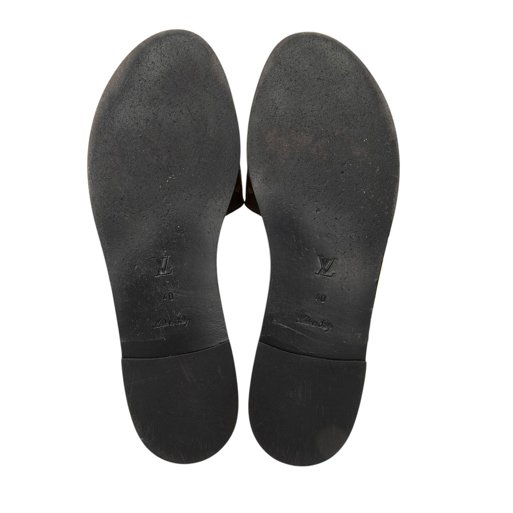 Louis Vuitton Monogram Canvas Lock It Flat Mules - Size 10 / 40
