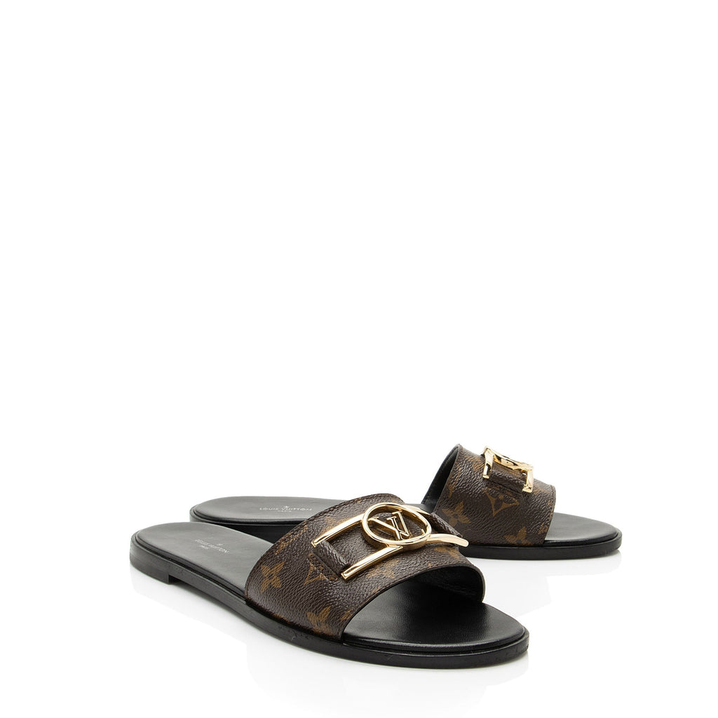 Louis Vuitton Monogram Canvas Lock It Flat Mules - Size 10 / 40