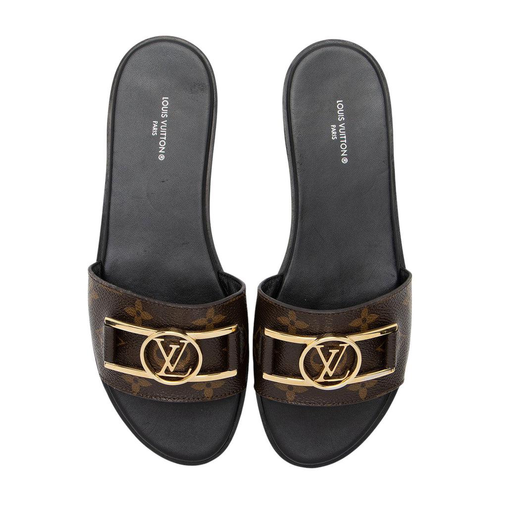 Louis Vuitton Monogram Canvas Lock It Flat Mules - Size 7.5 / 37.5 (SHF-aav8av)