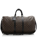 Louis Vuitton Monogram Canvas Macassar Keepall Bandouliere 55 Duffle Bag (SHF-22191)