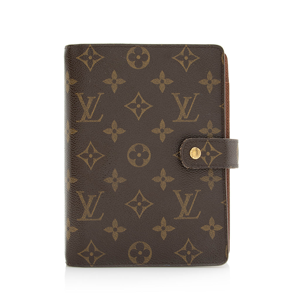 Louis Vuitton Monogram Canvas Medium Ring Agenda Cover (SHF-21536)
