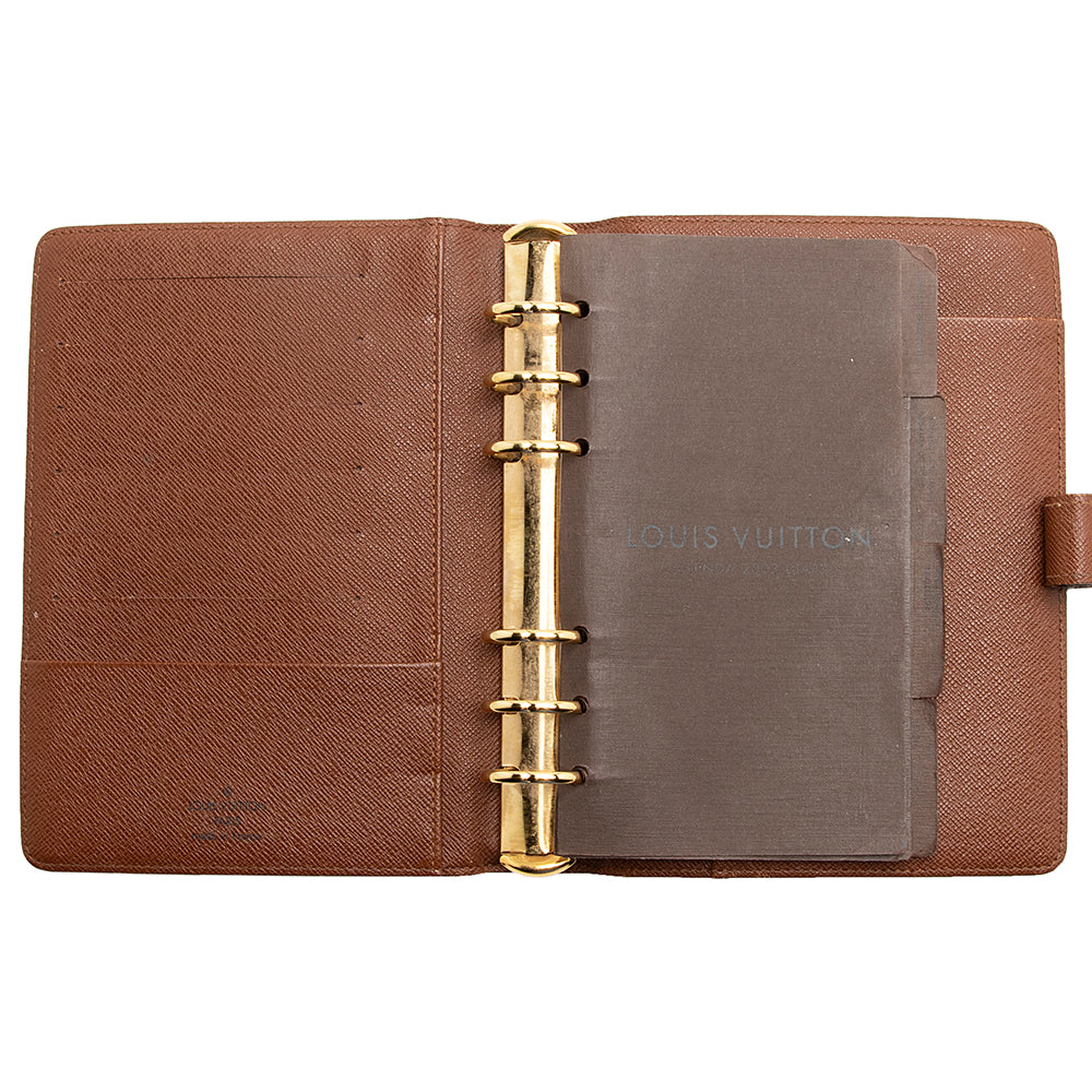 Louis Vuitton Monogram Canvas Medium Ring Agenda Cover (SHF-21536)