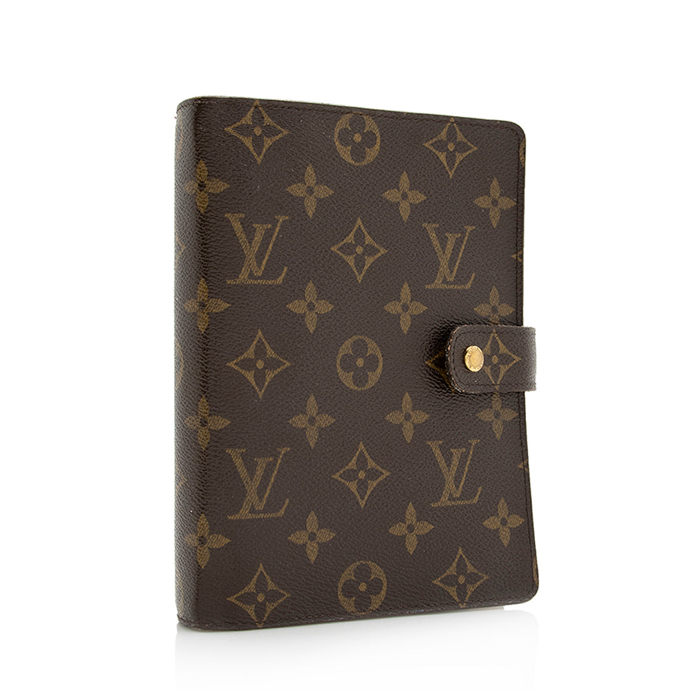 Louis Vuitton Monogram Canvas Medium Ring Agenda Cover (SHF-21536)