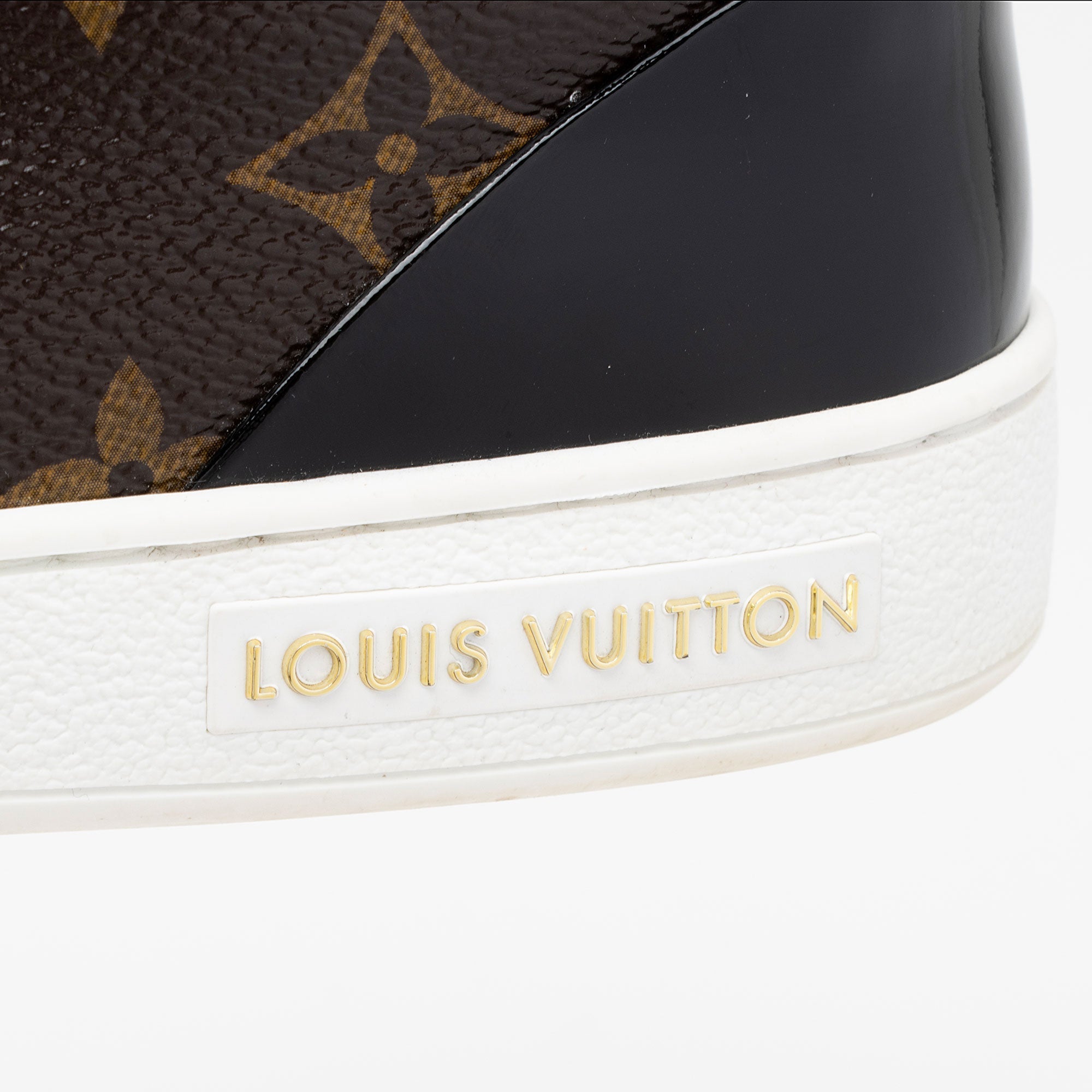 Louis Vuitton Monogram Canvas Patent Leather Front Row Sneakers - Size 8 / 38 (SHF-Q57Jez)