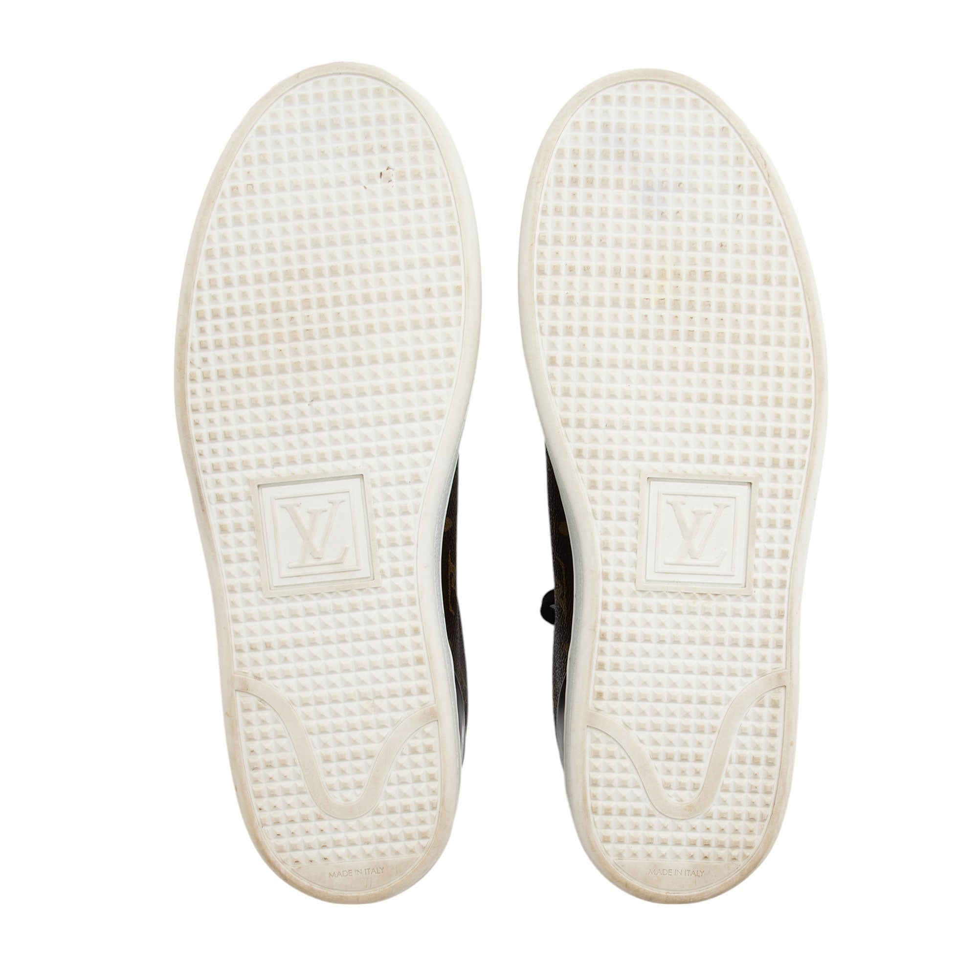 Louis Vuitton Monogram Canvas Patent Leather Front Row Sneakers - Size 8 / 38 (SHF-Q57Jez)