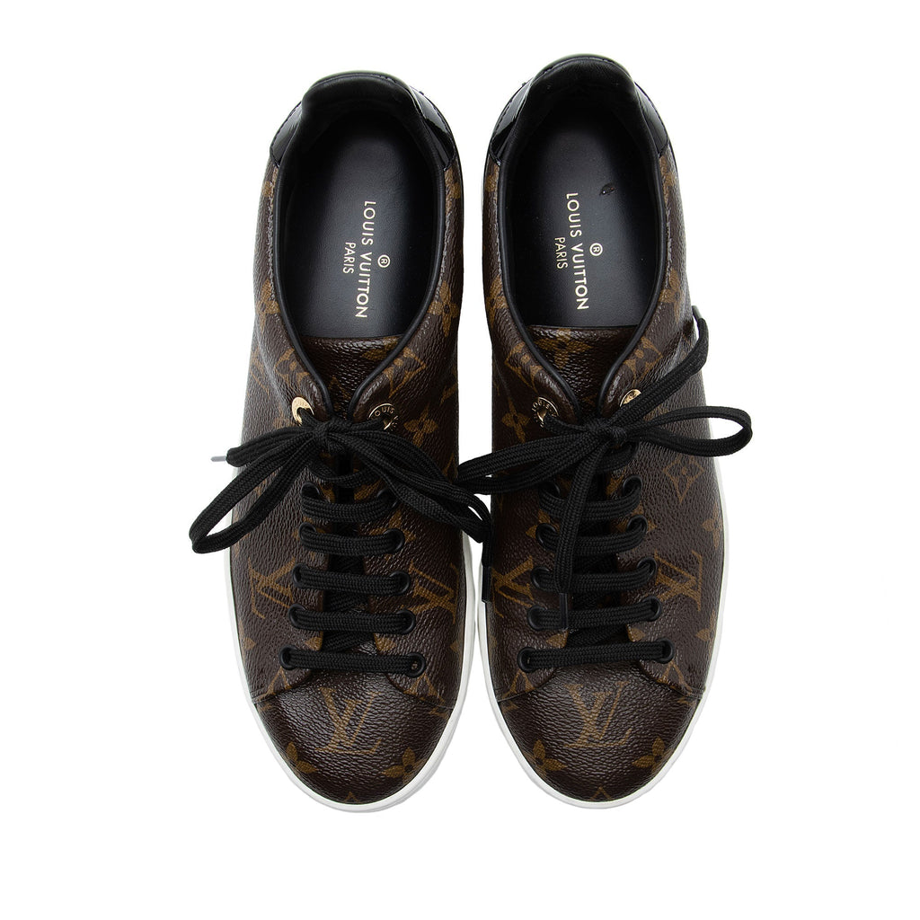 Louis Vuitton Monogram Canvas Patent Leather Front Row Sneakers - Size 8.5 / 38.5 (SHF-xaOyH3)