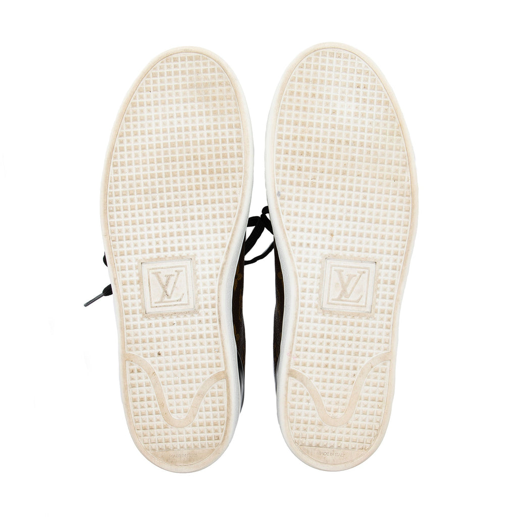 Louis Vuitton Monogram Canvas Patent Leather Front Row Sneakers - Size 8.5 / 38.5 (SHF-xaOyH3)