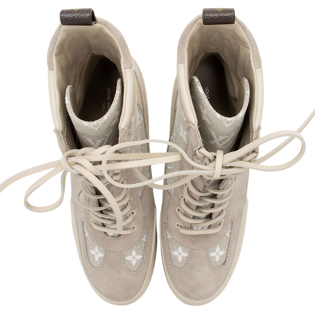 Louis Vuitton Monogram Canvas Suede Laureate Desert Platform Boots - Size 10 / 40 (SHF-URYiy5)