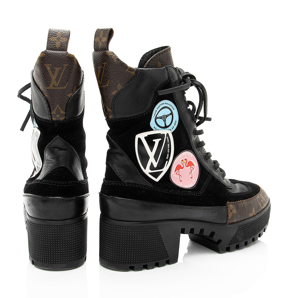 Louis Vuitton Monogram Canvas Suede World Tour Laureate Desert Platform Boots - Size 6 / 36