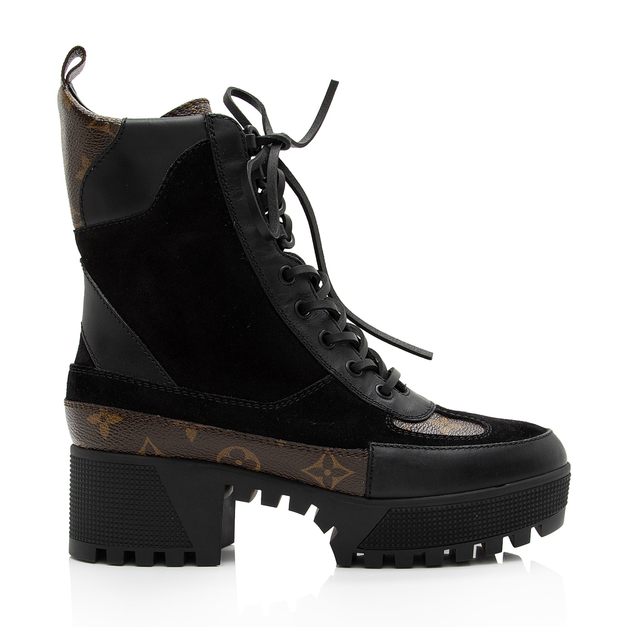 Louis Vuitton Monogram Canvas Suede Laureate Desert Platform Boots - Size 7 / 37 (SHF-U9Emta)
