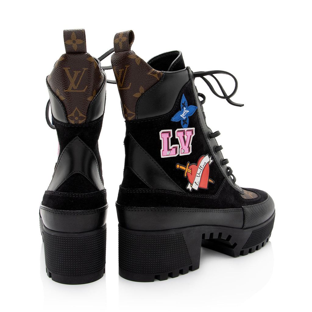 Louis Vuitton Monogram Canvas Suede LV Heart Laureate Boots - Size 8.5 / 38.5 (SHF-xIOxTH)