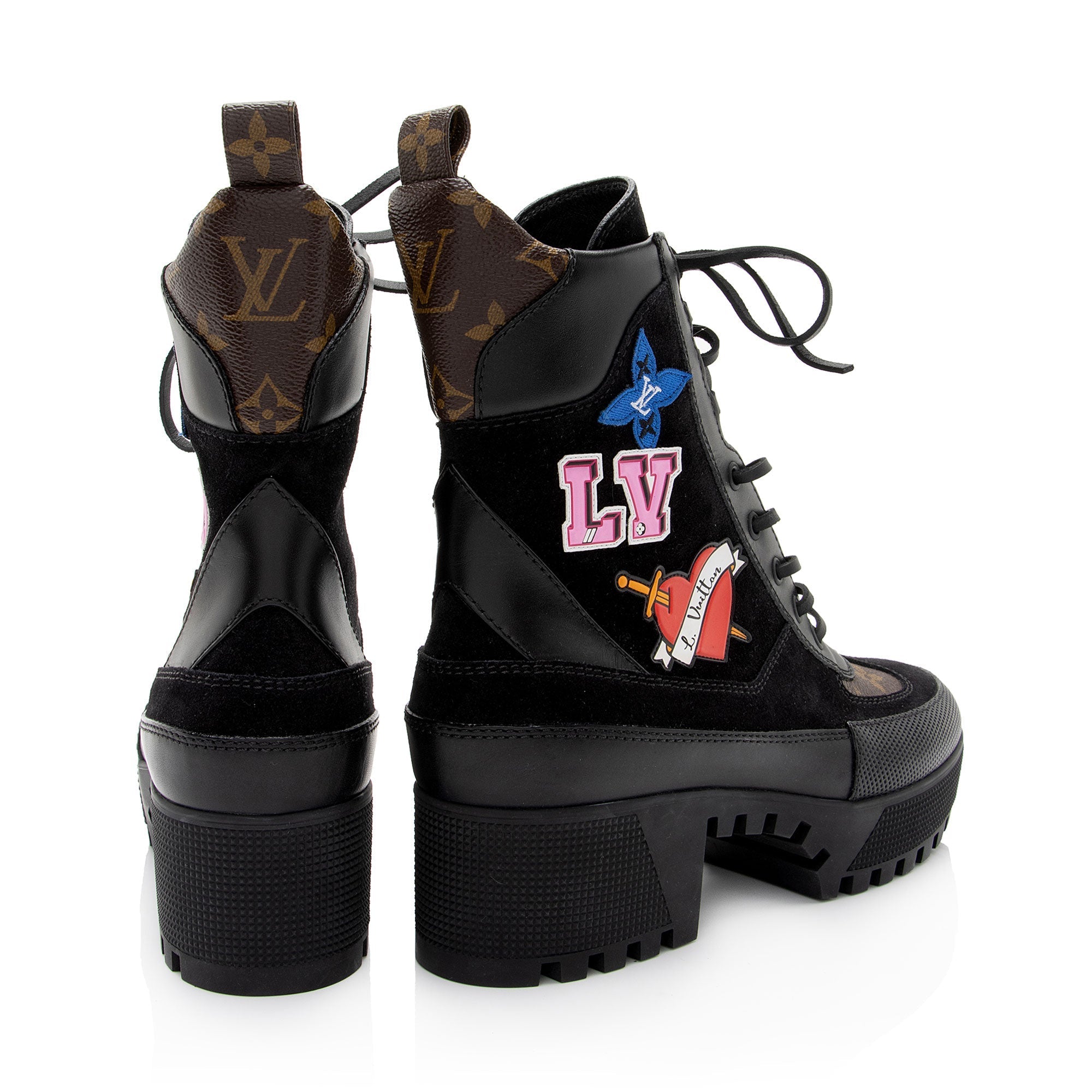 Louis Vuitton Monogram Canvas Suede LV Heart Laureate Boots - Size 8.5 / 38.5 (SHF-xIOxTH)